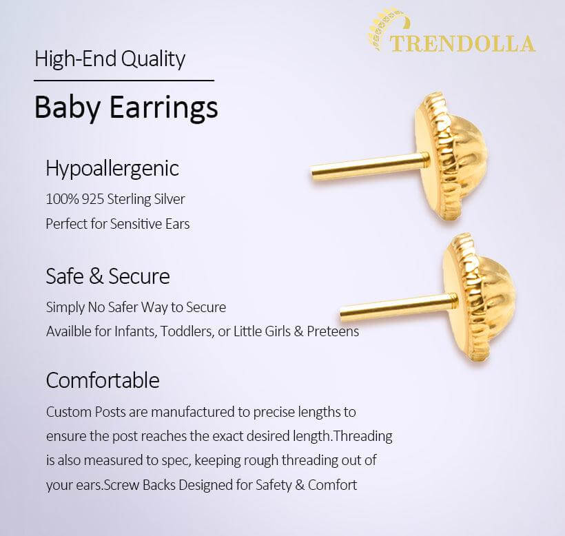 Heart Cross Cutout Baby Children Screw Back Earrings - Trendolla Jewelry