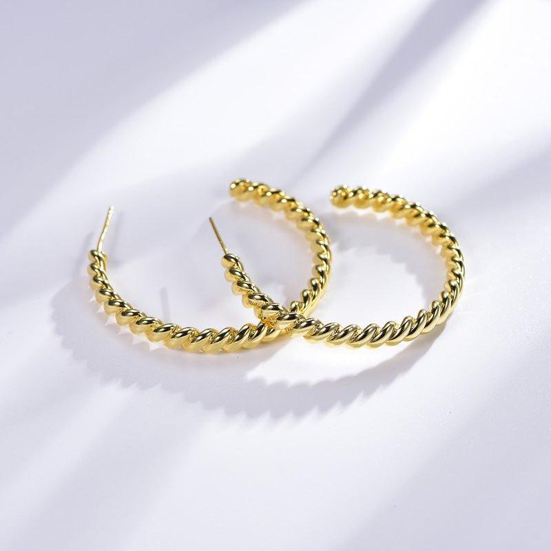 Twisted Hoop Earrings In Yellow Gold Plated Sterling Silver - Trendolla Jewelry